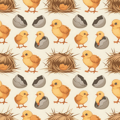 Chicken and Eggs Pattern 7 Quilting Cotton Fabric