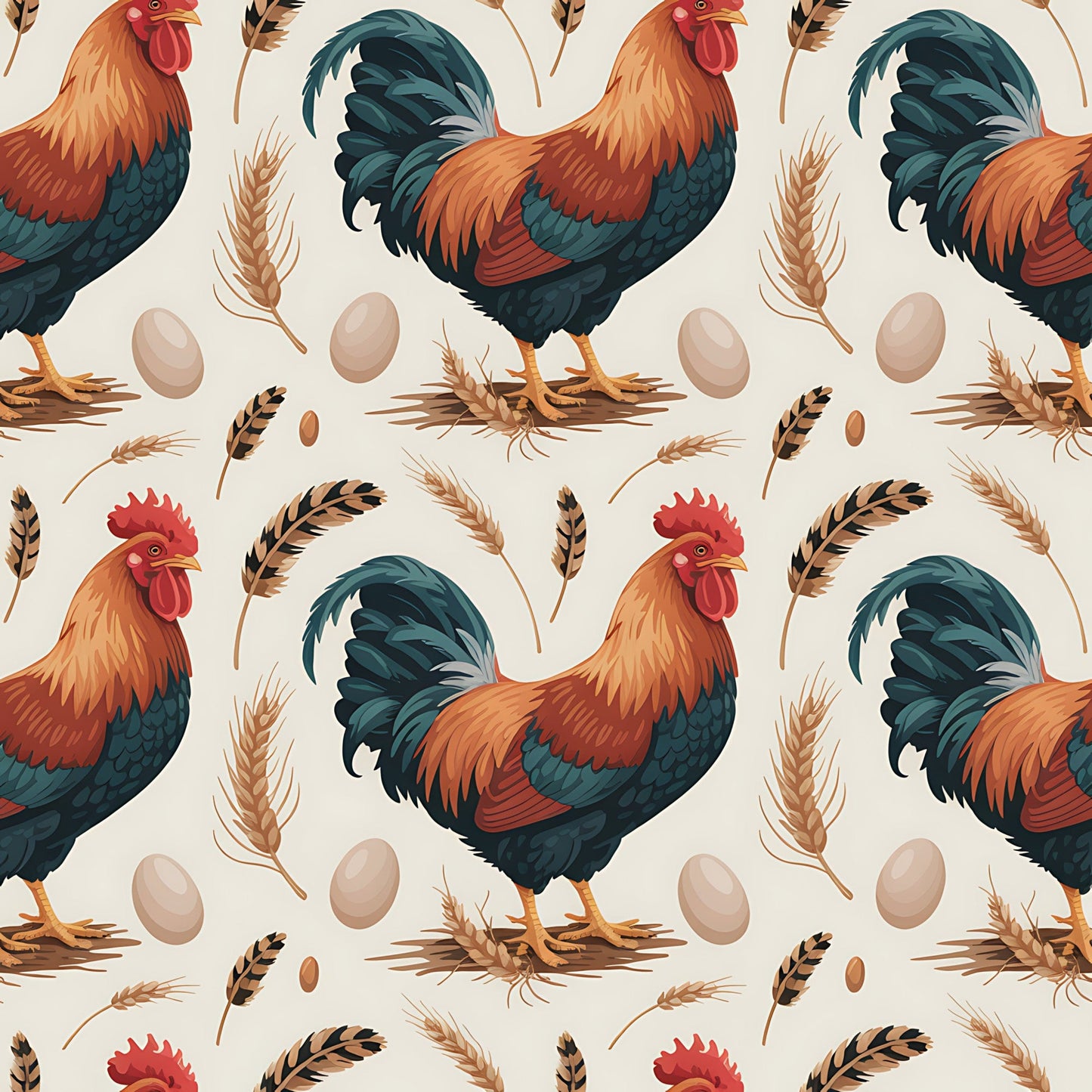 Chickens and Eggs Pattern 1 Quilting Cotton Fabric