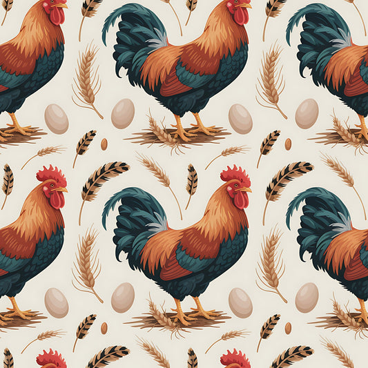 Chickens and Eggs Pattern 1 Quilting Cotton Fabric