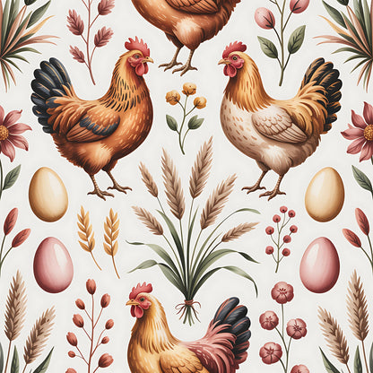 Heritage Hens Pattern 10 Minky Fabric