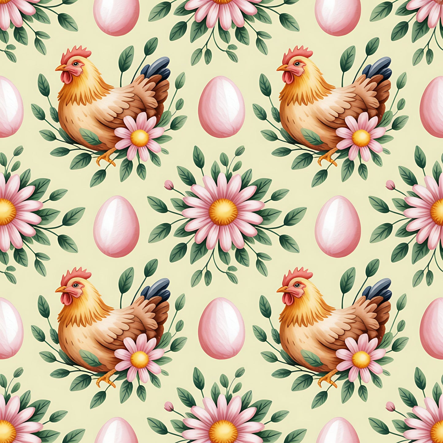 Chickens and Eggs Pattern 11 Quilting Cotton Fabric