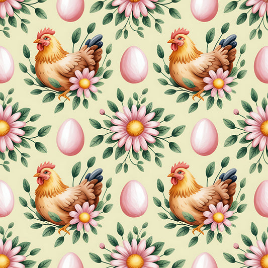 Chickens and Eggs Pattern 11 Quilting Cotton Fabric