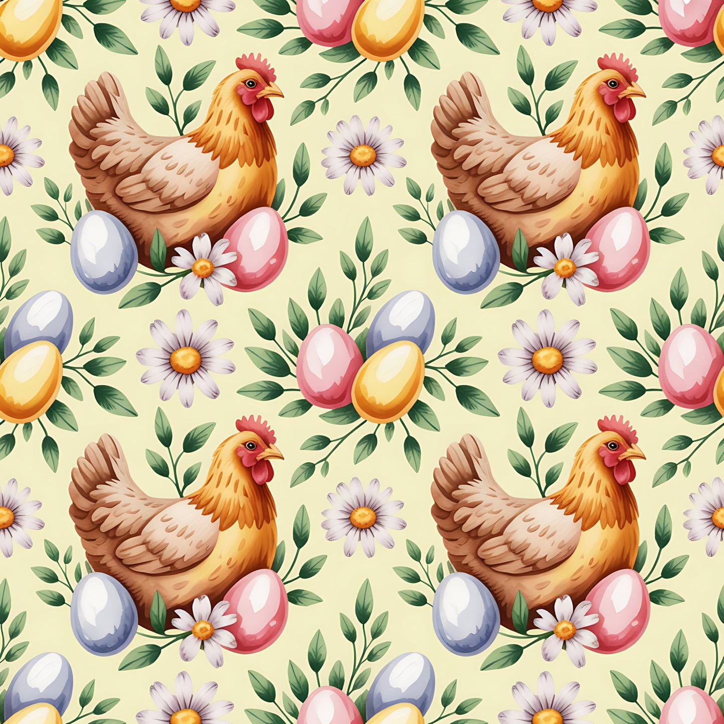 Chickens and Eggs Pattern 12 Quilting Cotton Fabric