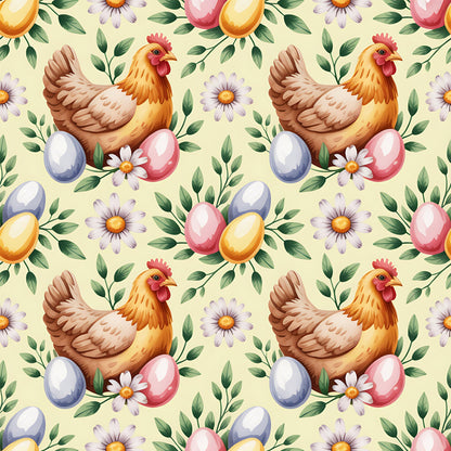 Chickens and Eggs Pattern 12 Quilting Cotton Fabric