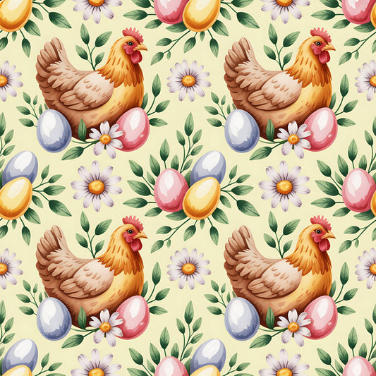 Chickens and Eggs Pattern 12 Quilting Cotton Fabric