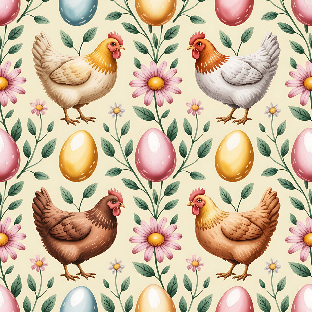 Heritage Hens Pattern 13 Minky Fabric