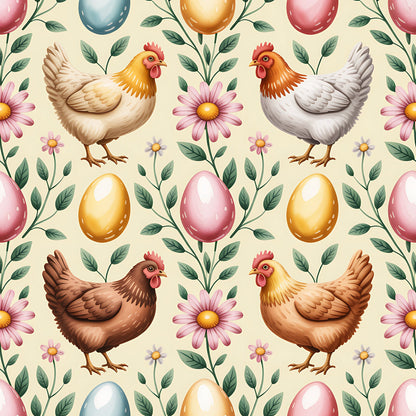 Chickens and Eggs Pattern 13 Quilting Cotton Fabric