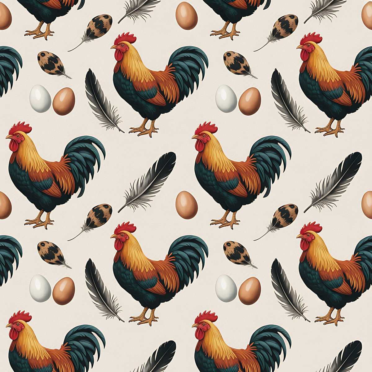 Heritage Hens Pattern 14 Minky Fabric