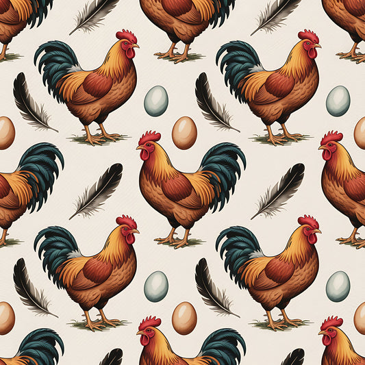 Chickens and Eggs Pattern 15 Quilting Cotton Fabric