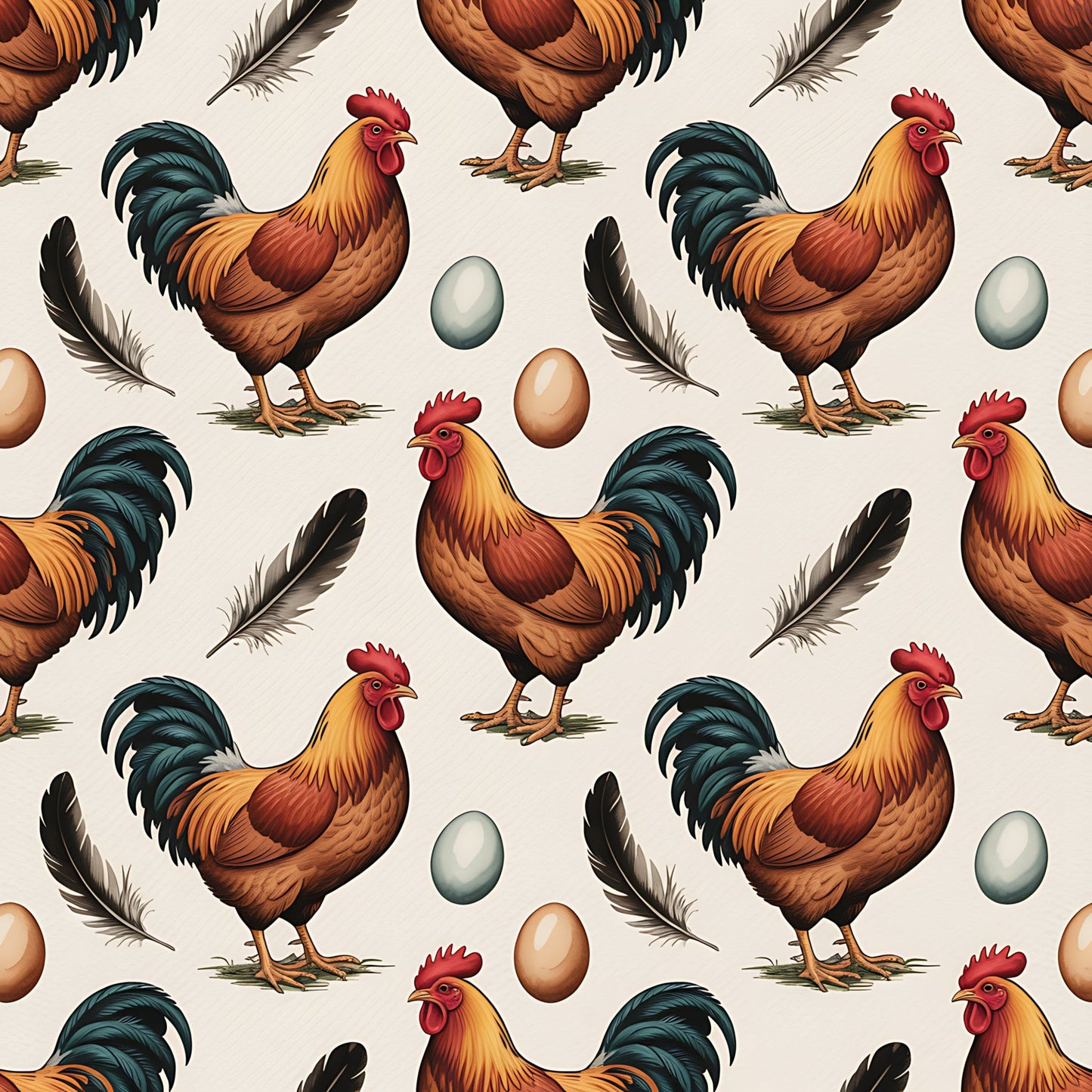 Chickens and Eggs Pattern 15 Quilting Cotton Fabric
