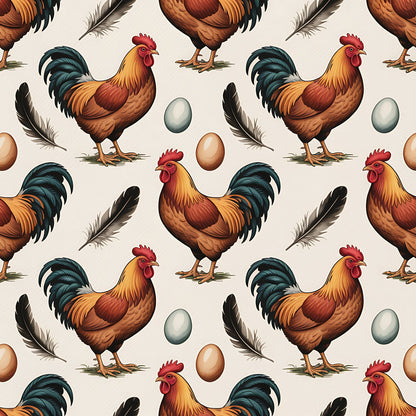 Heritage Hens Pattern 15 Minky Fabric