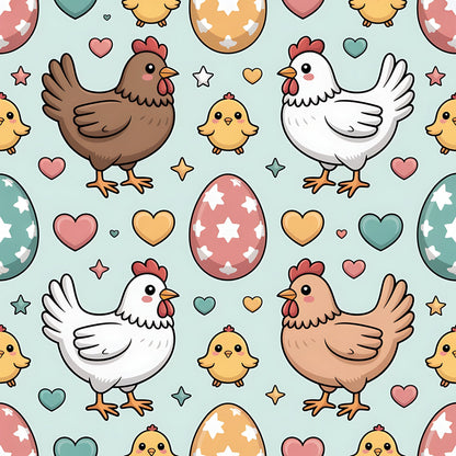 Heritage Hens Pattern 17 Minky Fabric