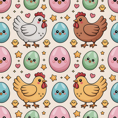 Heritage Hens Pattern 18 Minky Fabric