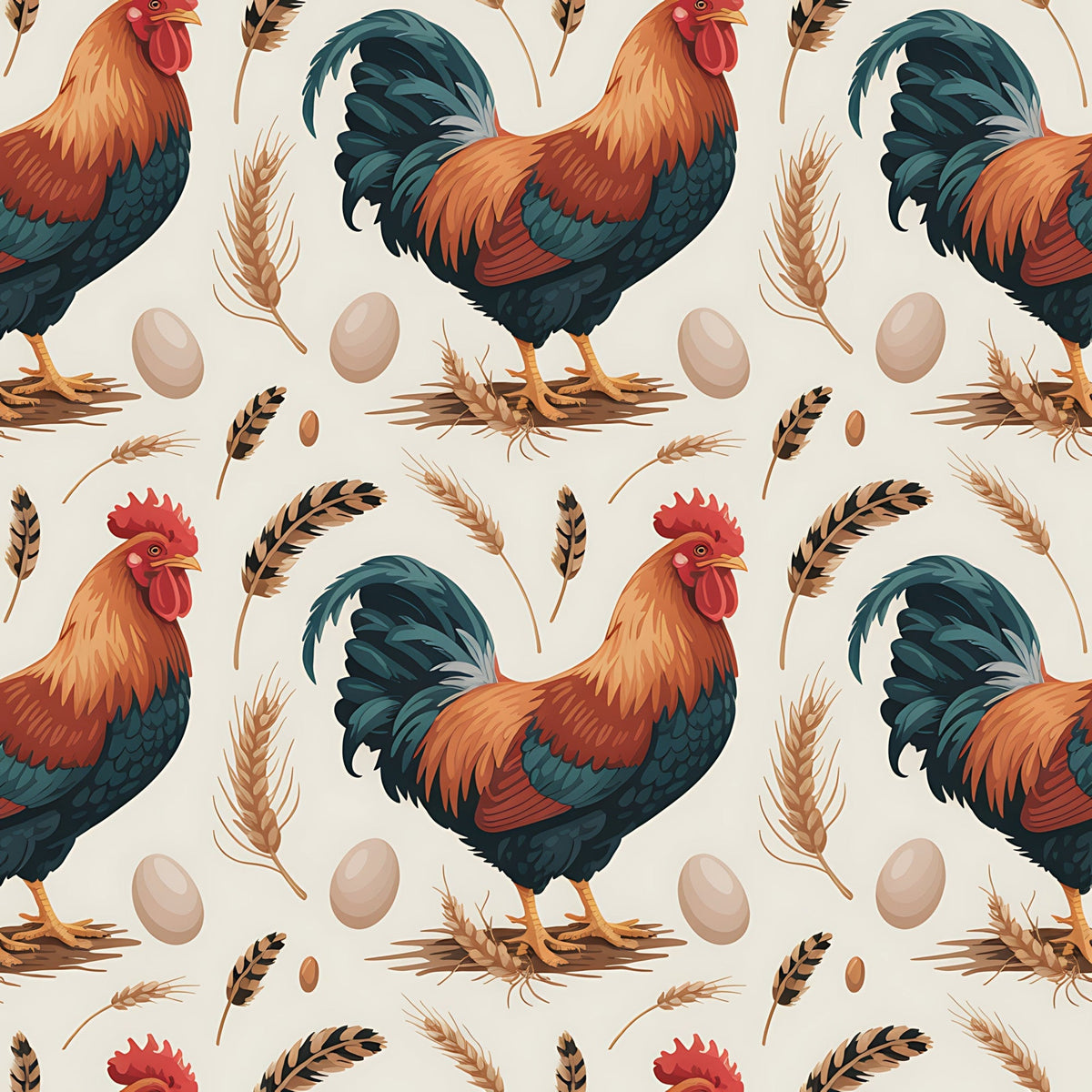 Heritage Hens Pattern 1 Minky Fabric