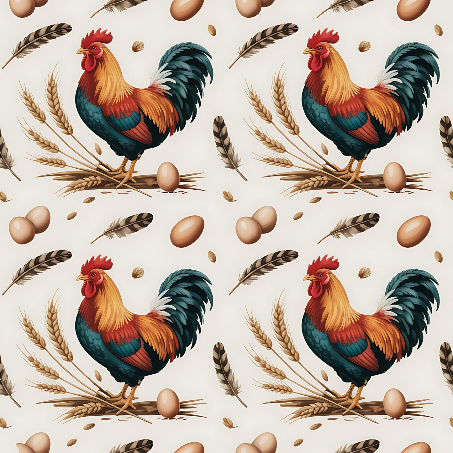 Chickens and Eggs Pattern 21 Quilting Cotton Fabric