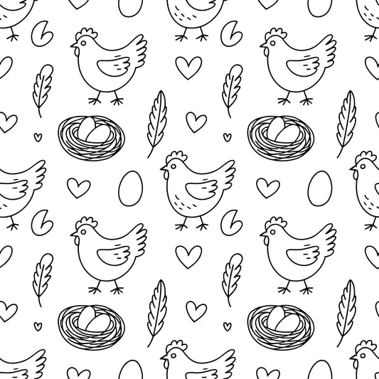 Chickens and Eggs Pattern 22 Quilting Cotton Fabric