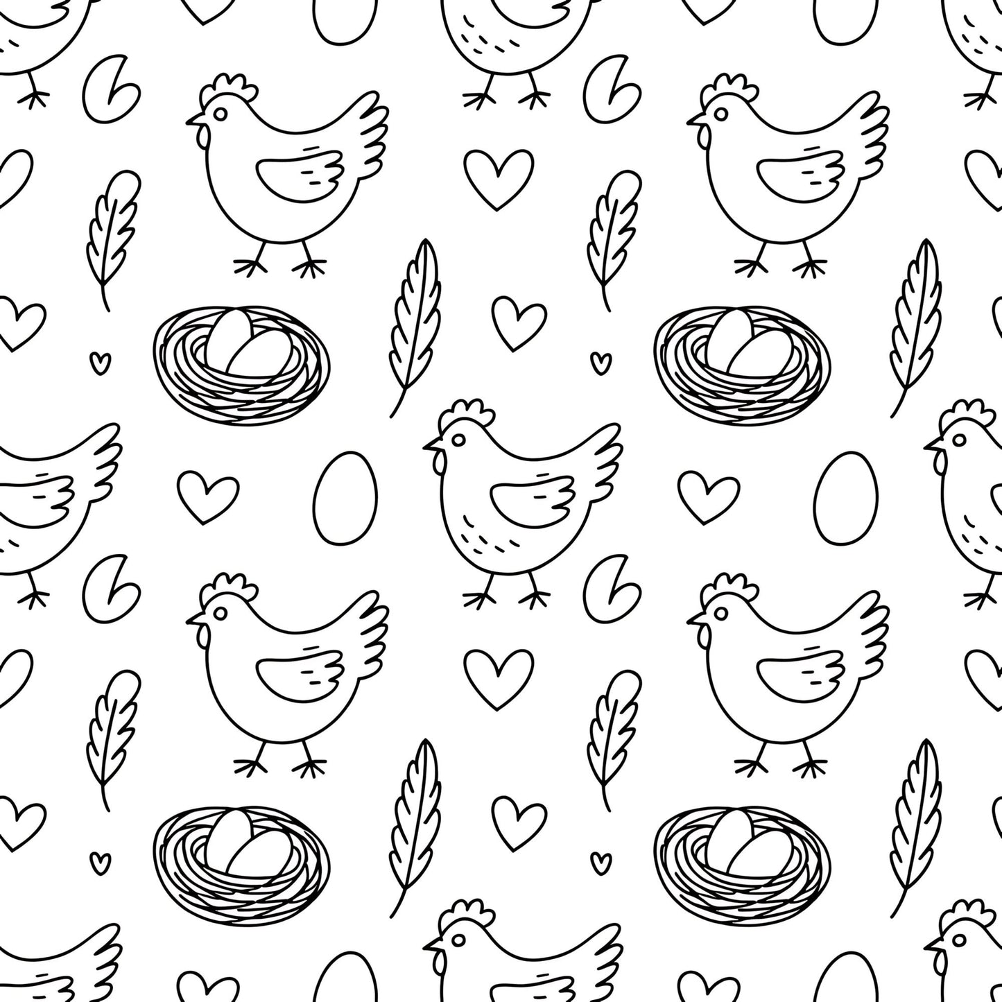 Chickens and Eggs Pattern 22 Quilting Cotton Fabric