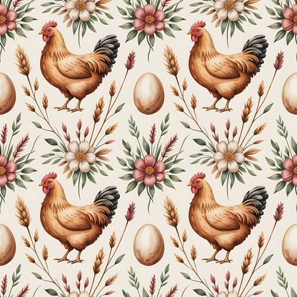Chickens and Eggs Pattern 26 Quilting Cotton Fabric