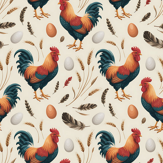 Chickens and Eggs Pattern 2 Quilting Cotton Fabric