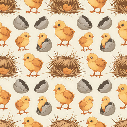 Chickens and Eggs Pattern 5 Quilting Cotton Fabric