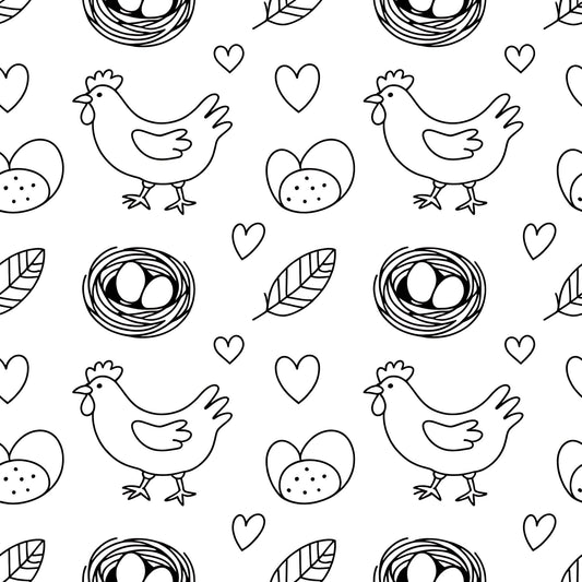 Chickens and Eggs Pattern 6 Quilting Cotton Fabric