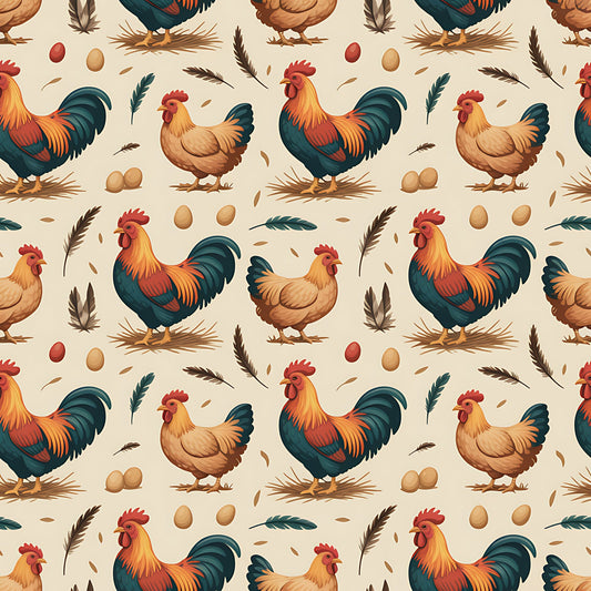 Chickens and Eggs Pattern 8 Quilting Cotton Fabric