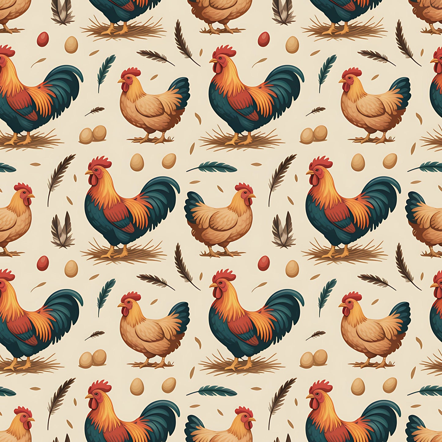 Chickens and Eggs Pattern 8 Quilting Cotton Fabric