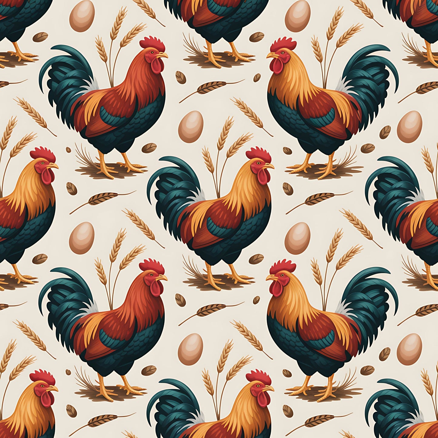 Chickens and Eggs Pattern 9 Quilting Cotton Fabric
