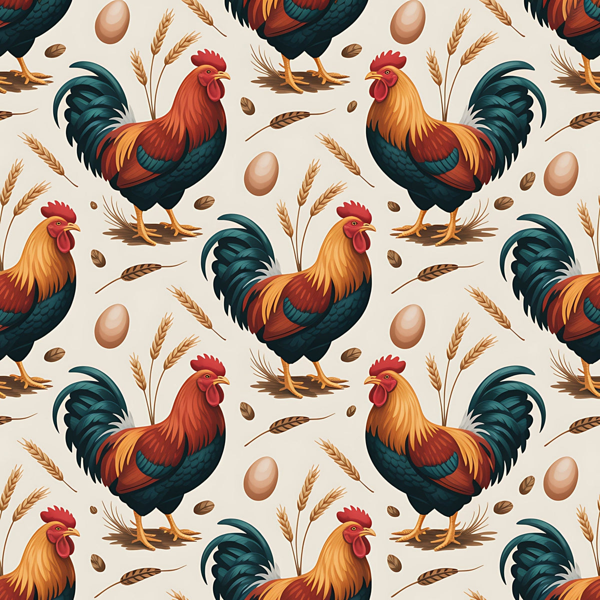 Heritage Hens Pattern 9 Minky Fabric