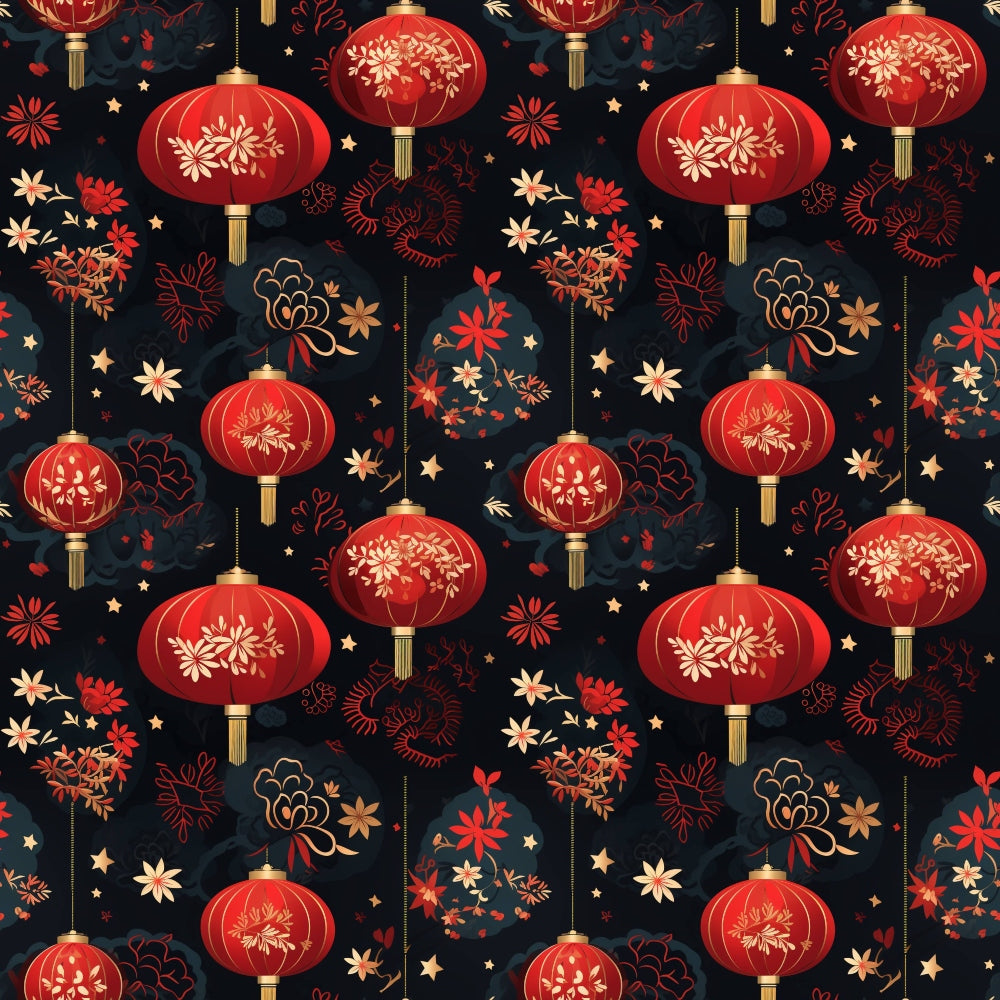 Chinese Lunar Lantern Lights Pattern 12 Quilting Cotton Fabric