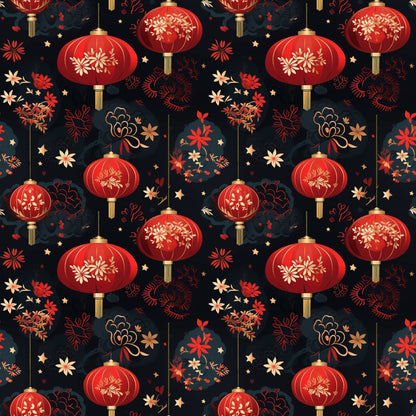 Chinese Lunar Lantern Lights Pattern 12 Quilting Cotton Fabric