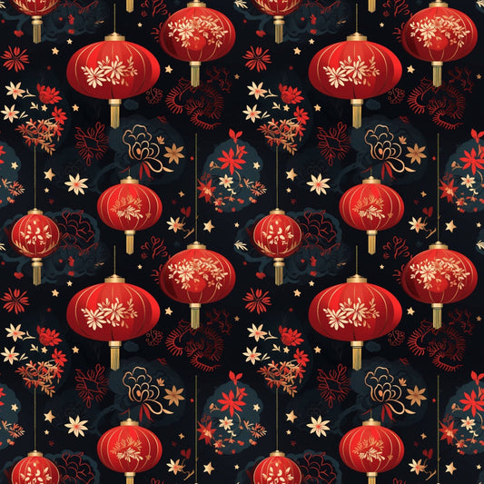 Chinese Lunar Lantern Lights Pattern 12 Quilting Cotton Fabric