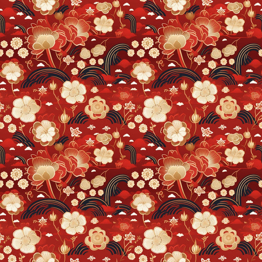 Chinese Lunar Lantern Lights Pattern 1 Quilting Cotton Fabric