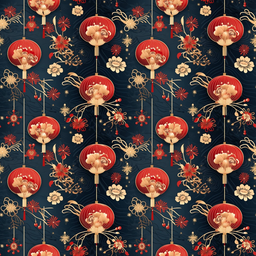 Chinese Lunar Lantern Lights Pattern 2 Quilting Cotton Fabric