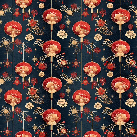 Chinese Lunar Lantern Lights Pattern 2 Quilting Cotton Fabric