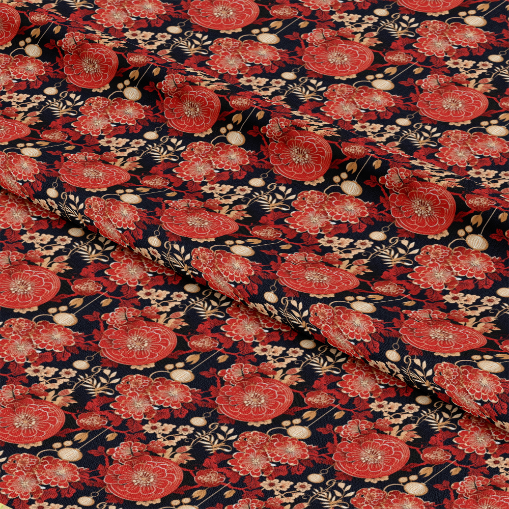 Chinese Lunar Lantern Lights Pattern 3 Quilting Cotton Fabric