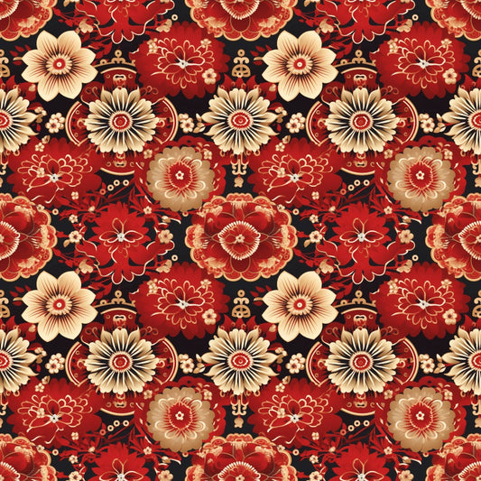Chinese Lunar Lantern Lights Pattern 5 Quilting Cotton Fabric
