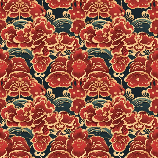 Chinese Lunar Lantern Lights Pattern 6 Quilting Cotton Fabric