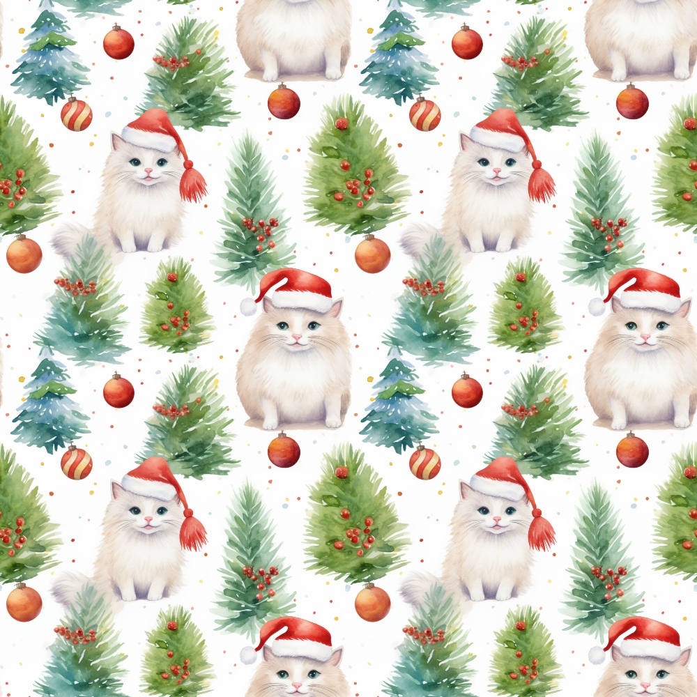 Festive Felines Pattern 1 Minky Fabric