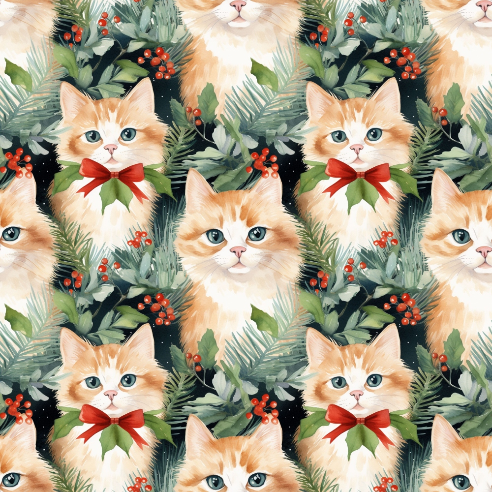 Festive Felines Pattern 3 Minky Fabric