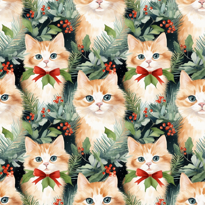 Festive Felines Pattern 3 Minky Fabric