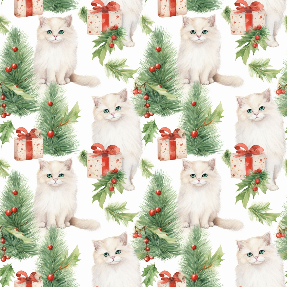 Festive Felines Pattern 4 Minky Fabric