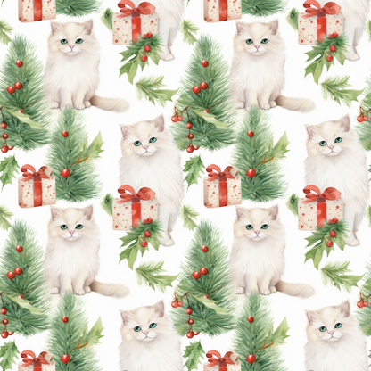 Festive Felines Pattern 4 Minky Fabric