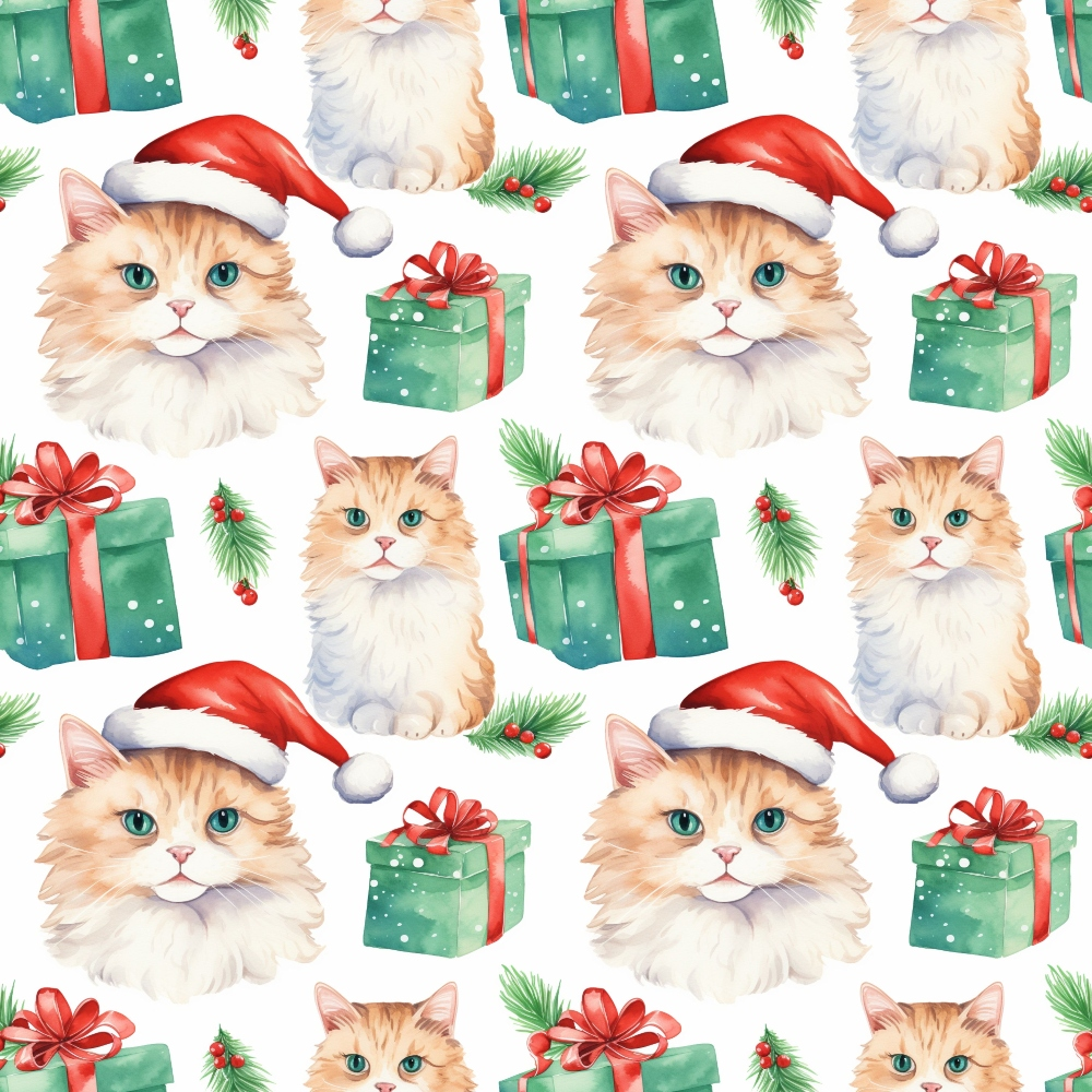Festive Felines Pattern 5 Minky Fabric