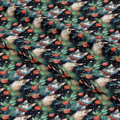 Christmas Santa Kitty Cats Pattern 6 Quilting Cotton Fabric