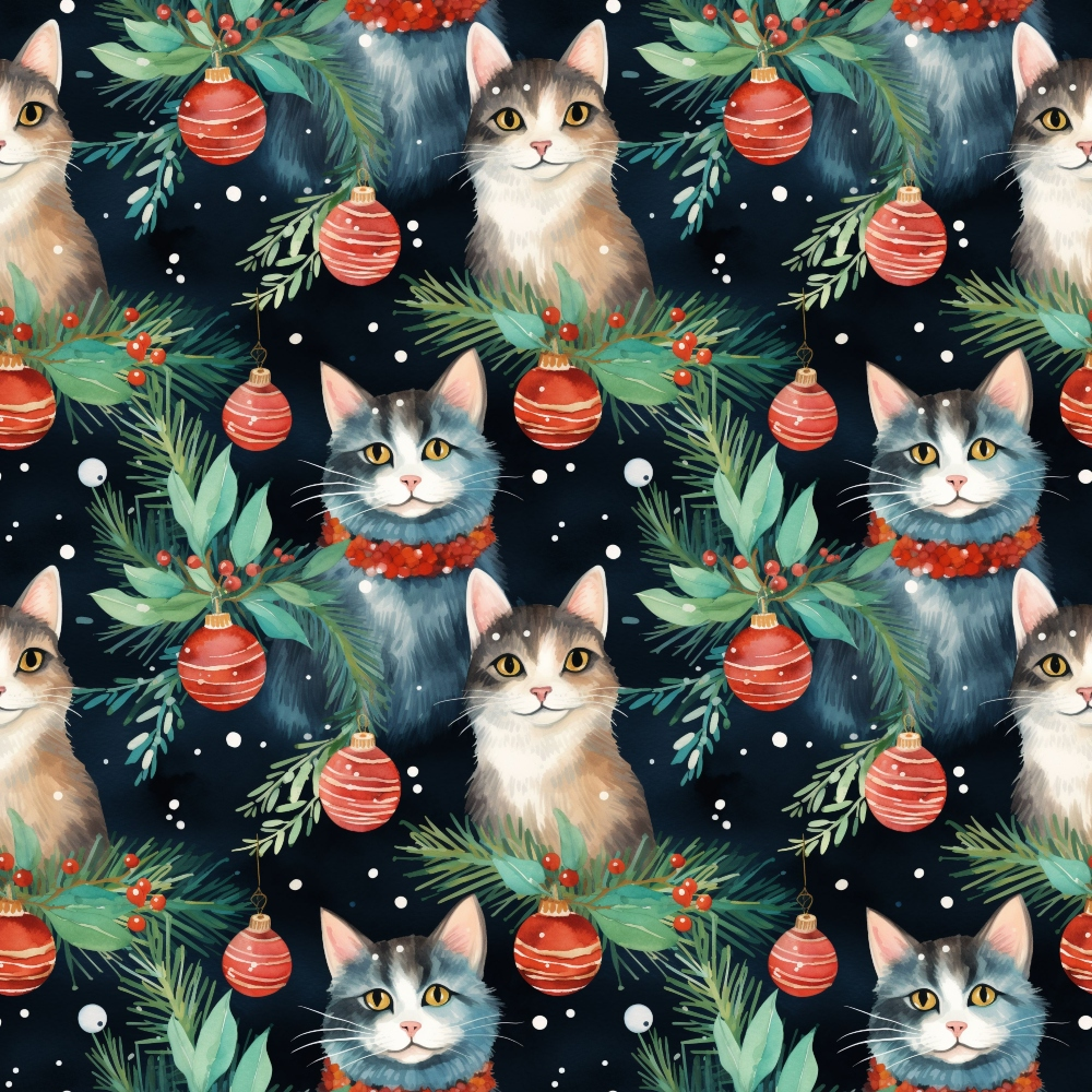 Festive Felines Pattern 6 Minky Fabric