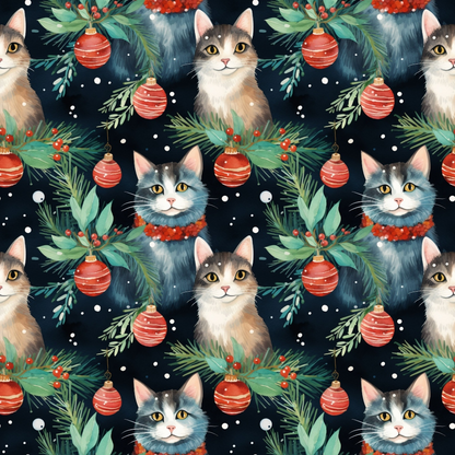 Festive Felines Pattern 6 Minky Fabric