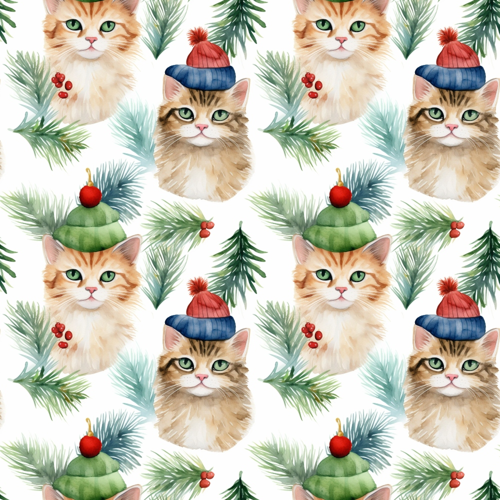 Festive Felines Pattern 7 Minky Fabric