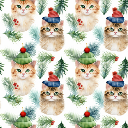 Festive Felines Pattern 7 Minky Fabric