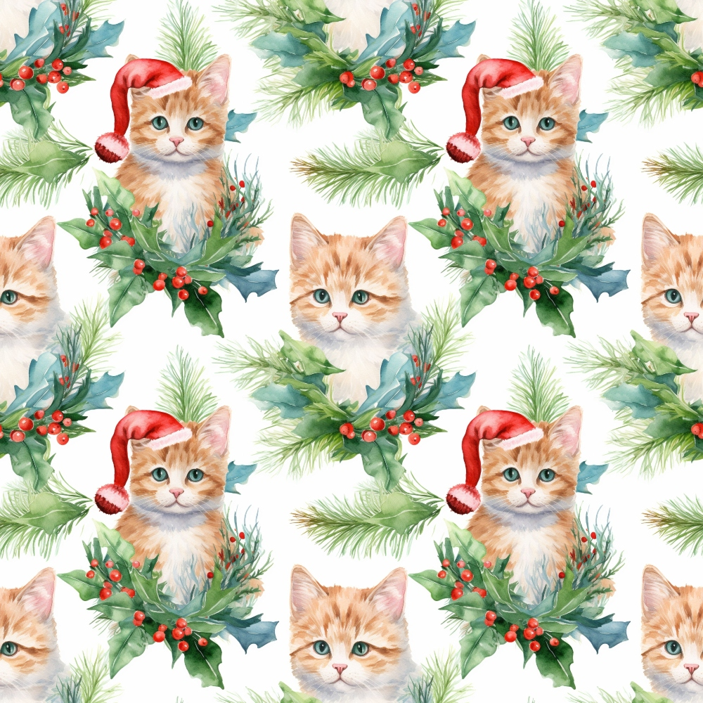 Festive Felines Pattern 8 Minky Fabric
